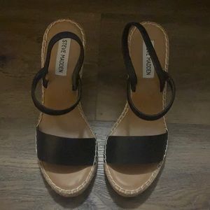 Black sling back Steve Madden Espadrille Wedge